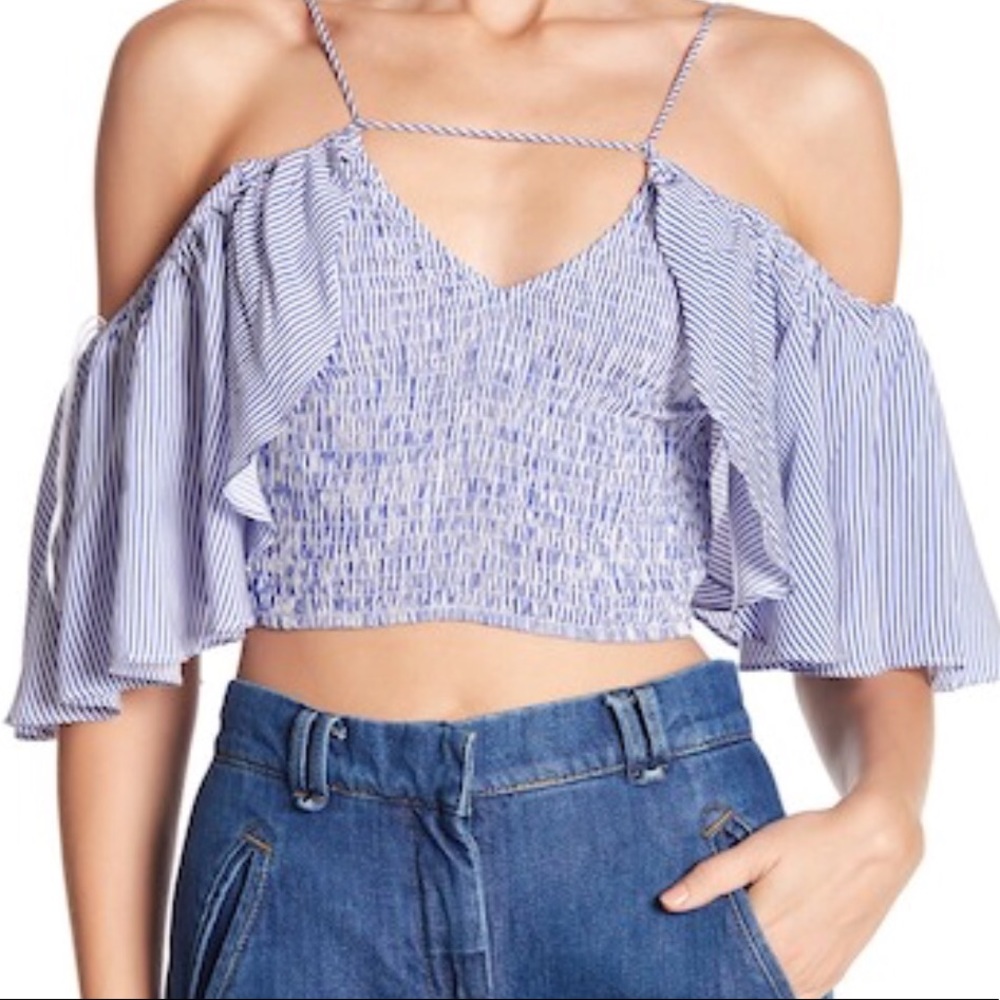 NWT Mustard Seed Blue and White Striped Top Size M